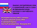 Анализ употребления слов с семантикой «части тела» во фразеологизмах