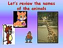 Let’s review the names of the animals