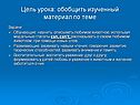 Цель урока: обобщить изученный материал по теме
