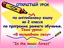 ОТКРЫТЫЙ УРОК по английскому языку во 2 классе по программе раннего