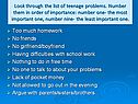 Look through the list of teenage problems