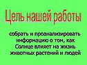 Солнце влияет на жизнь