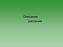 Описание растений
