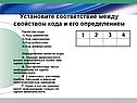 Установите соответствие между свойством кода и его определением