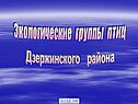 Экологические группы птиц