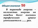 В пирамиде энергии – количество энергии на каждом более высоком трофическом уровне уменьшается