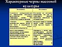 Характерные черты массовой культуры