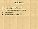 План урока: