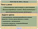 Тема у рока: «Электролиз расплавов и растворов бескислородных солей