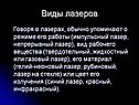 Виды лазеров