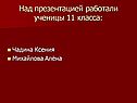 Над презентацией работали ученицы 11 класса: