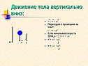 Движение тела вертикально вниз: