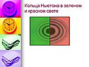 Кольца Ньютона в зеленом и красном свете