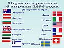 Игры открылись 6 апреля 1896 года