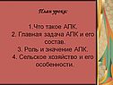 План урока: Что такое АПК