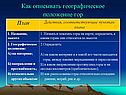Как описывать географическое положение гор