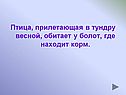 Птица, прилетающая в тундру весной, обитает у болот, где находит корм