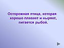 Осторожная птица, которая хорошо плавает и ныряет, питается рыбой
