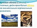 Кучевые облака (Cumulus) — плотные, днём ярко-белые облака со