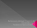Выполнила: ученица 11 класса «В» Семенова Лидия Проверила: Брейдакова