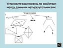 Установите взаимосвязь по свойствам между данными четырехугольниками: