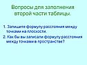 Вопросы для заполнения