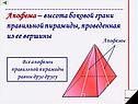 Апофема – высота боковой грани правильной пирамиды, проведенная из ее