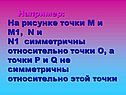 Например: На рисунке точки М и М1, N и N1 симметричны относительно