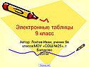 Электронные таблицы 9 класс