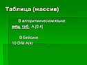 Таблица (массив)