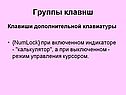  Клавиши дополнительной клавиатуры