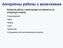 Алгоритм работы с величинами