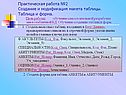 Практическая работа №2 Создание и модификация макета таблицы