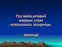 Род войск,который впервые стали использовать ассирийцы
