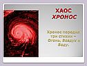 ХАОС ХРОНОС Хронос породил три стихии – Огонь, Воздух и Воду