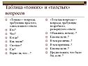 Таблица «тонких» и «толстых» вопросов