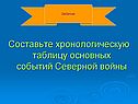 Составьте хронологическую таблицу основных событий Северной войны