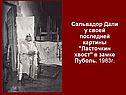 Сальвадор Дали у своей последней картины "Ласточкин хвост" в замке