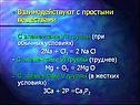 Взаимодействуют с простыми веществами С элементами VII группы (при