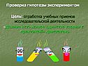 Проверка гипотезы экспериментом Цель: отработка учебных приемов