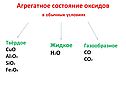 Агрегатное состояние оксидов в обычных условиях