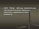 1864г Мейер - таблица, показывающая соотношение атомных весов для