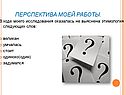 Перспектива моей работы