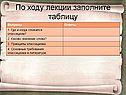 По ходу лекции заполните таблицу