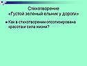 Стихотворение «Густой зелёный ельник у дороги»